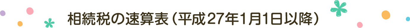 相続税の速算表（平成27年1月1日以降）